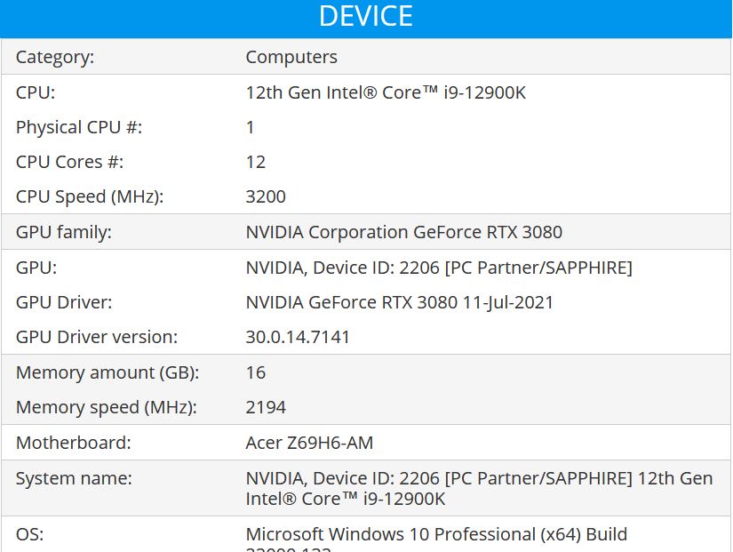 Media asset in full size related to 3dfxzone.it news item entitled as follows: Un sample della CPU Alder Lake Core i9-12900K di Intel testato con BaseMark | Image Name: news32363_Intel-Core-i9-12900K-BaseMark_1.JPG