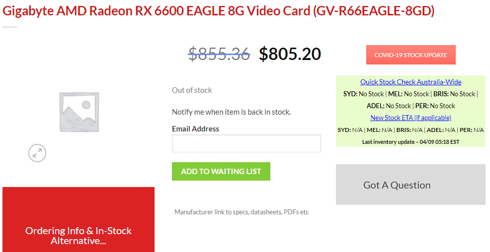 Media asset in full size related to 3dfxzone.it news item entitled as follows: La Radeon RX 6600 EAGLE di GIGABYTE nel catalogo di due store australiani | Image Name: news32430_GIGABYTE-Radeon-RX-6600-EAGLE_3.png