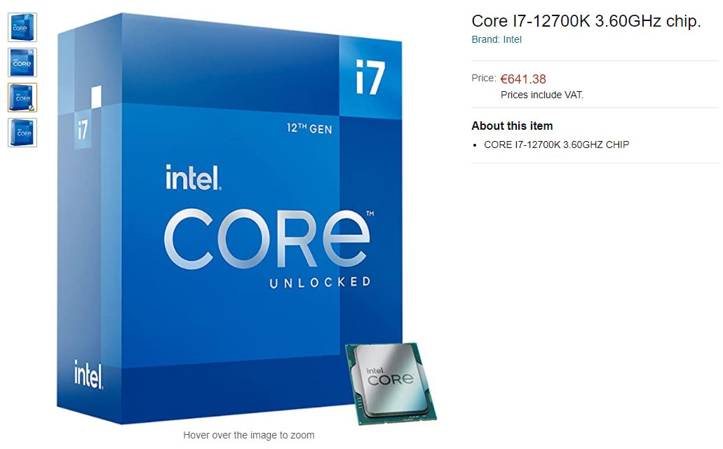 Media asset in full size related to 3dfxzone.it news item entitled as follows: Amazon rivela i prezzi di alcune CPU Intel Core di dodicesima generazione | Image Name: news32535_Amazon-Intel-Core-Alder-Lake_2.jpg