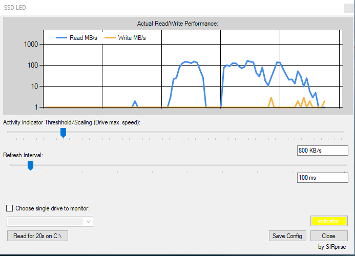 Immagine pubblicata in relazione al seguente contenuto: SSD-LED 1.0.6.0 monitora in tempo reale attivit e performance di SSD e HDD | Nome immagine: news32563_SSD-LED-Screenshot_2.PNG