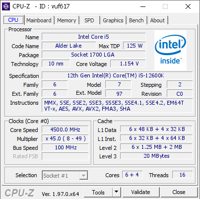 Immagine pubblicata in relazione al seguente contenuto: Intel Core i5-12600K vs Core i5-11600K: secondo CPU-Z non c' partita | Nome immagine: news32618_CPU-Z-Core-i5-12600K_1.jpg