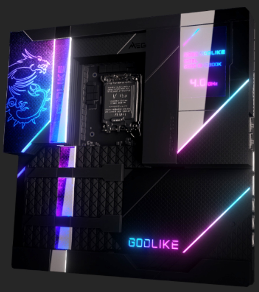 Immagine pubblicata in relazione al seguente contenuto: Foto della motherboard flag-ship MSI MEG Z690 GODLIKE per CPU Intel Alder Lake | Nome immagine: news32669_MSI-MEG-Z690-GODLIKE_2.png