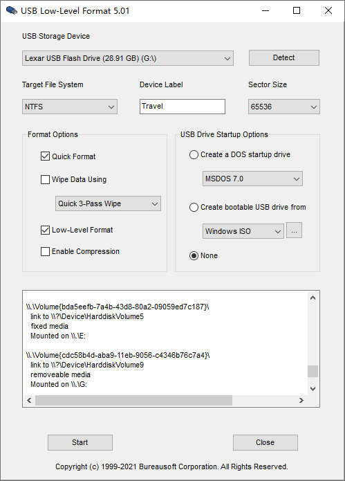 Immagine pubblicata in relazione al seguente contenuto: USB Low-Level Format 5.0.1 formatta a basso livello i drive USB (utenti esperti) | Nome immagine: news32678_USB-Low-Level-Format_Screenshot_1.png