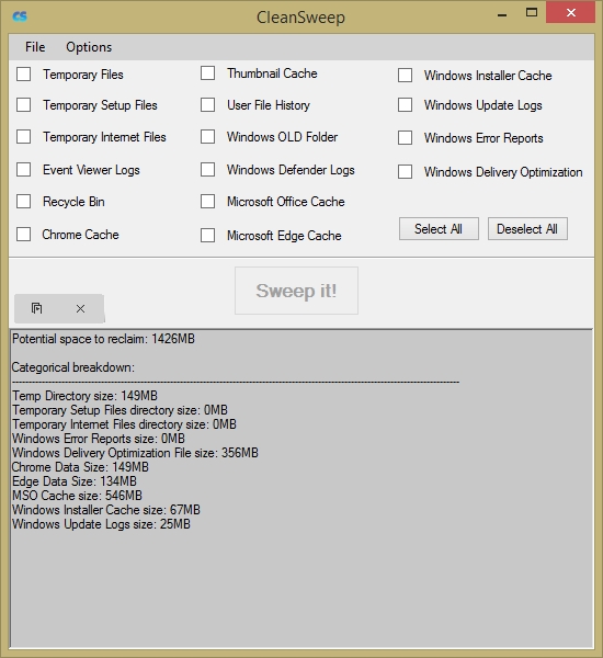 Media asset in full size related to 3dfxzone.it news item entitled as follows: CleanSweep 2.1.9 elimina file temporanei, file di log e report sugli errori | Image Name: news32703_CleanSweep-Screenshot_1.jpg