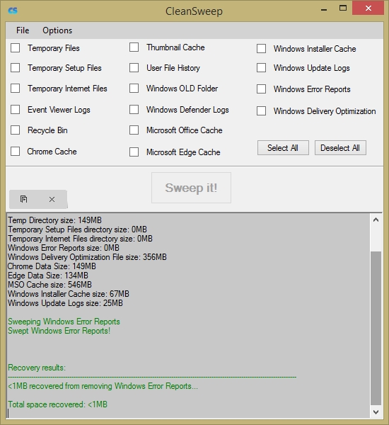 Media asset in full size related to 3dfxzone.it news item entitled as follows: CleanSweep 2.1.9 elimina file temporanei, file di log e report sugli errori | Image Name: news32703_CleanSweep-Screenshot_2.jpg