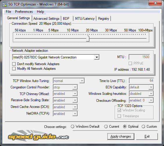 Immagine pubblicata in relazione al seguente contenuto: TCP Optimizer 4.1.1.0 ottimizza la velocit della connessione Internet | Nome immagine: news32765_TCP-Optimizer-Screenshot_1.png