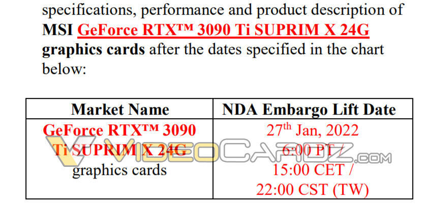 Media asset in full size related to 3dfxzone.it news item entitled as follows: Un leak conferma la GeForce RTX 3090 Ti SUPRIM X di MSI e la data di lancio | Image Name: news32810_NVIDIA-GeForce-RTX-3090-Ti-Leak_1.jpg