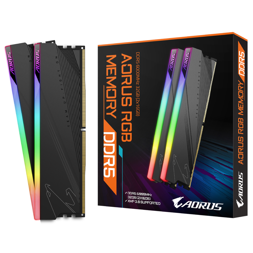 Media asset in full size related to 3dfxzone.it news item entitled as follows: GIGABYTE annuncia il memory kit AORUS RGB DDR5 6000MHz 32GB | Image Name: news32845_GIGABYTE-AORUS-RGB-DDR5-32GB_2.png