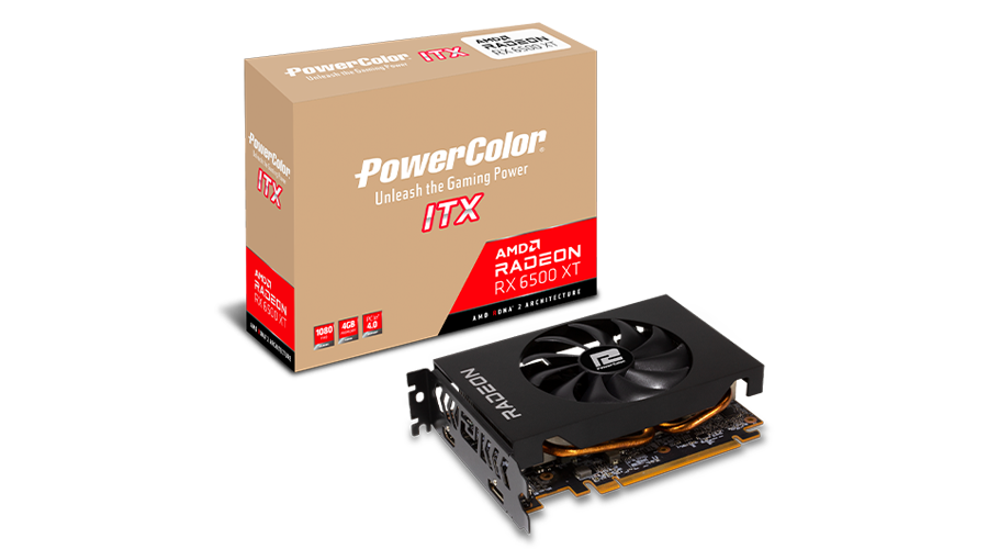Media asset in full size related to 3dfxzone.it news item entitled as follows: PowerColor introduce una video card AMD Radeon RX 6500 XT in formato ITX | Image Name: news32872_PowerColor-Radeon-RX-6500-XT-ITX_3.png