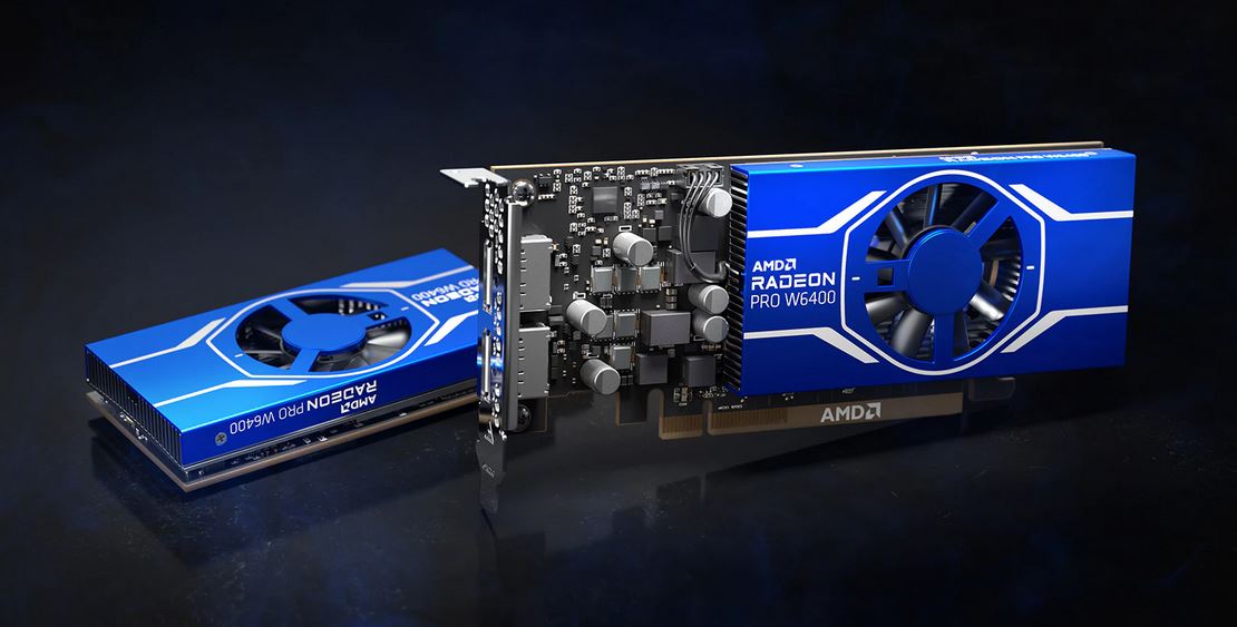 Media asset in full size related to 3dfxzone.it news item entitled as follows: AMD annuncia la scheda grafica Radeon PRO W6400 con GPU RDNA 2 a 6nm | Image Name: news32896_AMD-Radeon-PRO-W6400_1.jpg