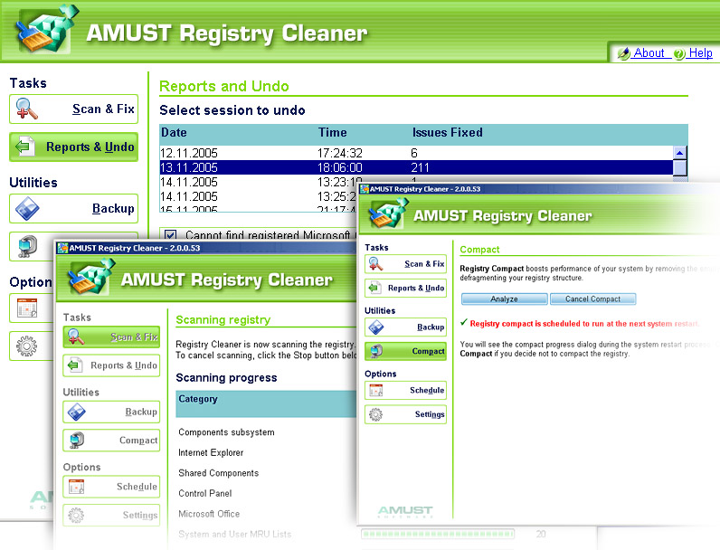 Media asset in full size related to 3dfxzone.it news item entitled as follows: Registry Tools: AMUST Registry Cleaner 3.50.89 | Image Name: news5149_1.jpg