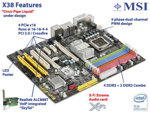 Media asset in full size related to 3dfxzone.it news item entitled as follows: Foto di una motherboard MSI basata sul chip-set X38 di Intel | Image Name: news5482_1.jpg