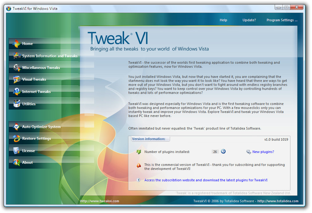 Immagine pubblicata in relazione al seguente contenuto: Velocizzare Windows Vista con TweakVI 1.0 build 1072 | Nome immagine: news6040_1.jpg