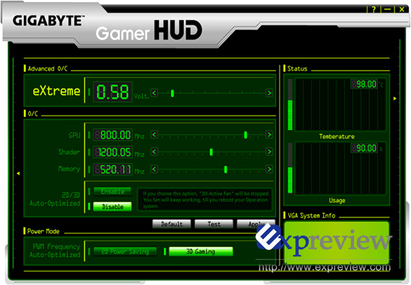 Media asset in full size related to 3dfxzone.it news item entitled as follows: Gigabyte lancia due card GeForce 8800 GT con Gamer HUD | Image Name: news6635_3.jpg