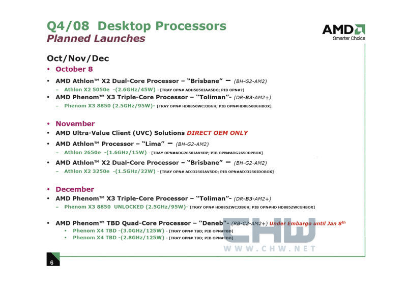 Immagine pubblicata in relazione al seguente contenuto: Le cpu a 45nm Deneb di AMD sul mercato l'8 Gennaio del 2009 | Nome immagine: news8485_1.jpg