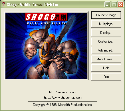 Media asset (photo, screenshot, or image in full size) related to contents posted at 3dfxzone.it | Image Name: shogo-mobile-armor-division_launcher.png