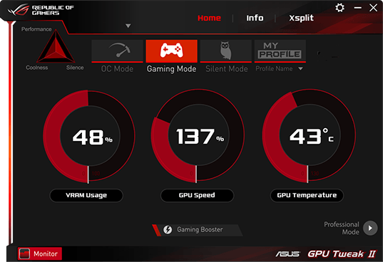 Immagine pubblicata in relazione al seguente contenuto: GeForce & Radeon - Tuning & Monitoring: ASUS GPUTweak II  2.3.9.0 | Nome immagine: news33168_ASUS-GPU-Tweak-II-Screenshot_1.png