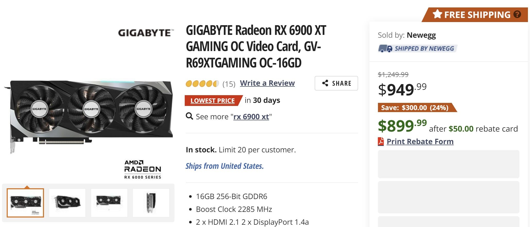 Media asset in full size related to 3dfxzone.it news item entitled as follows: Il prezzo della Radeon RX 6900 XT scende sotto la soglia dei 1000 dollari | Image Name: news33251_GIGABYTE-Radeon-RX-6900-XT-Gaming-OC_2.jpg
