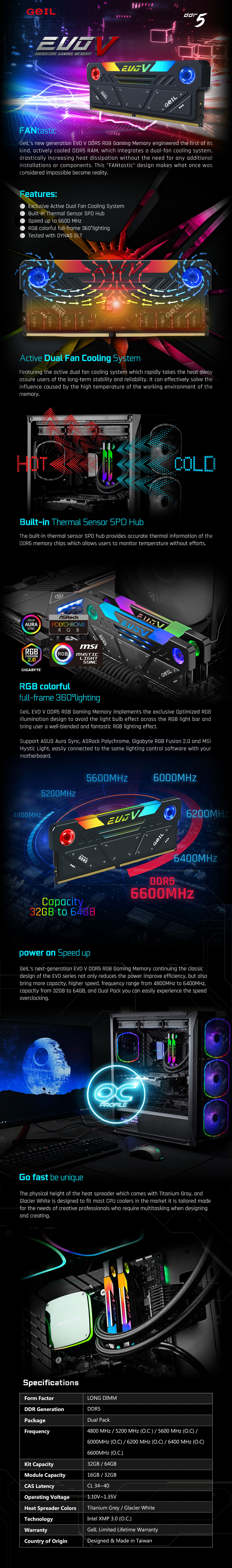 Immagine pubblicata in relazione al seguente contenuto: GeIL annuncia i memory kit di DDR5 EVO V con cooler a doppia ventola e RGB | Nome immagine: news33299_DDR5-GeIL-EVO-V_1.jpg
