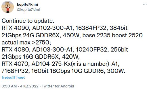 Media asset in full size related to 3dfxzone.it news item entitled as follows: NVIDIA GeForce RTX 4090, RTX 4080 e RTX 4070: on line le specifiche aggiornate | Image Name: news33438_NVIDIA-GeForce-RTX-40_1.jpg