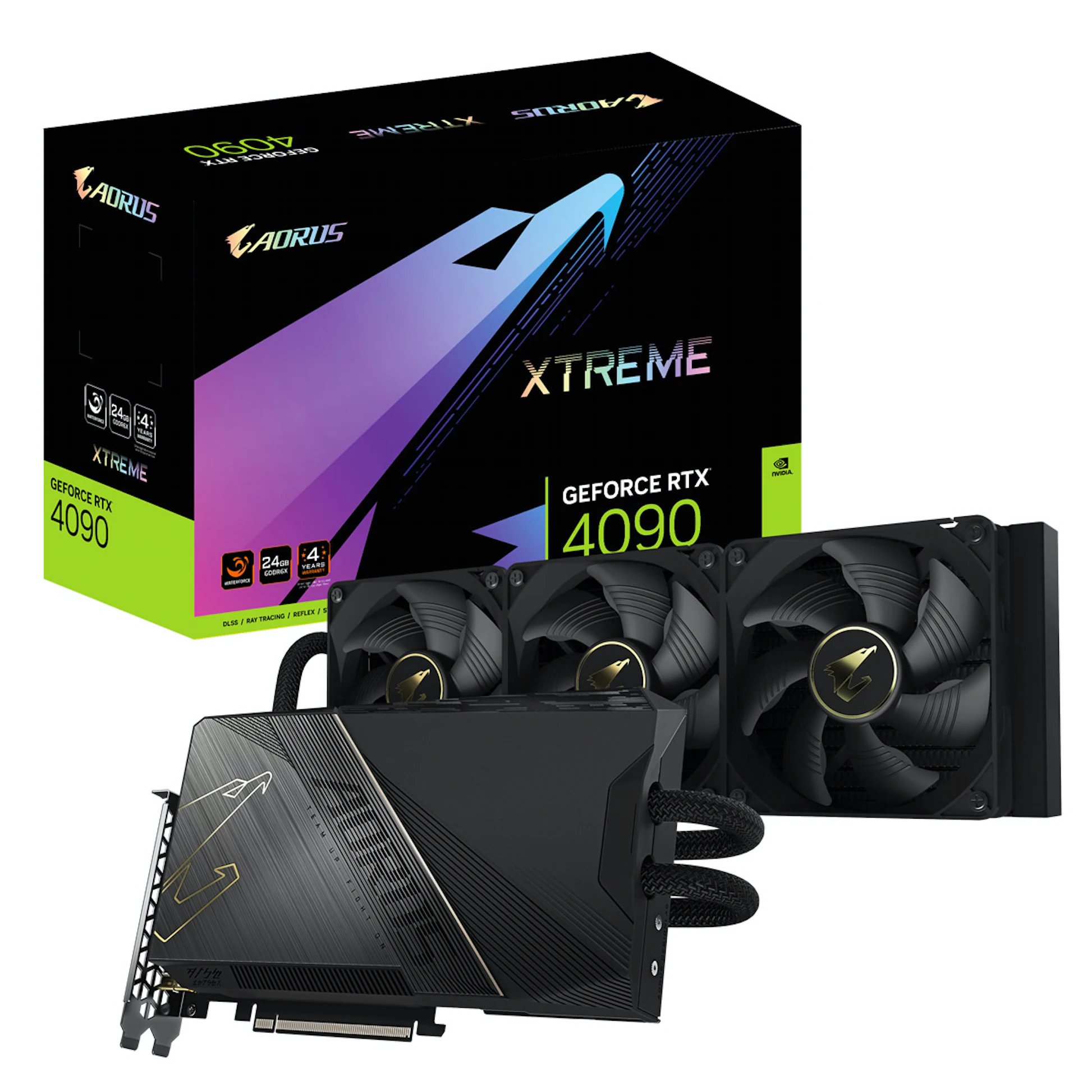 Immagine pubblicata in relazione al seguente contenuto: Render della AORUS GeForce RTX 4090 XTREME WaterForce di GIGABYTE | Nome immagine: news33723_GeForce-RTX-4090-XTREME-WaterForce_1.jpg