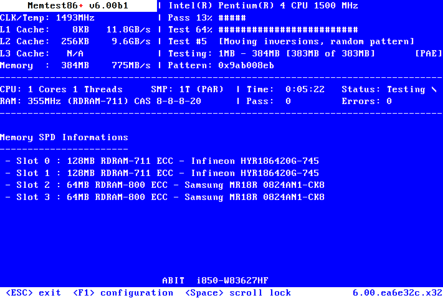 Media asset in full size related to 3dfxzone.it news item entitled as follows: Free RAM Testing & Diagnostics Utilities: Memtest86+ 6.00 - DDR5 Ready | Image Name: news33796_Memtest86plus_Screenshot_1.png