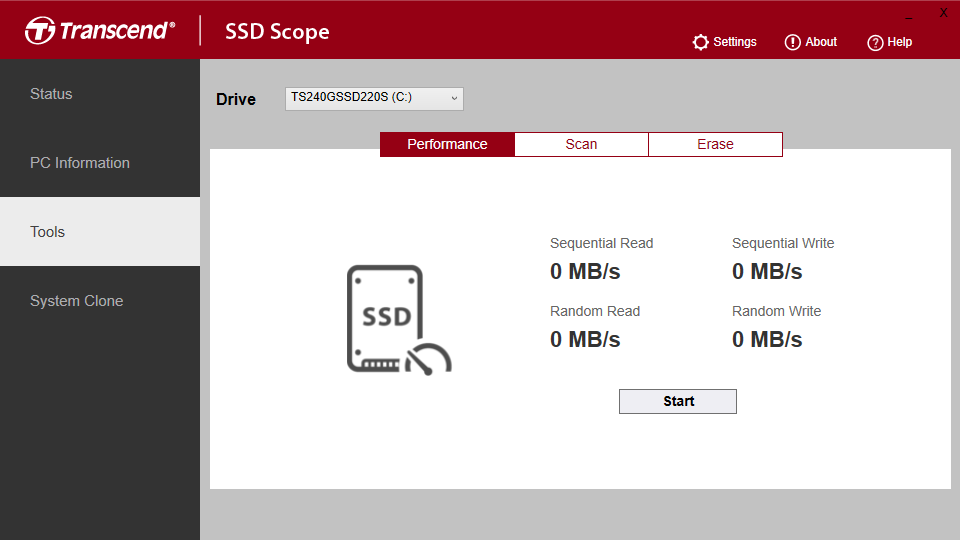 Immagine pubblicata in relazione al seguente contenuto: SSD Management & Monitoring & Tuning Utilities: Transcend SSD Scope 4.11 | Nome immagine: news33842_Transcend-SSD-Scope_Screenshot_2.png