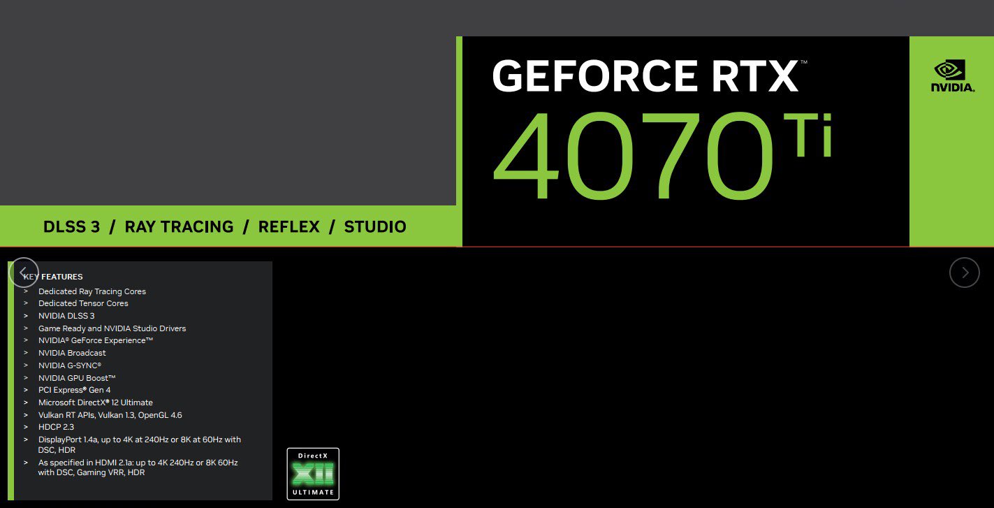 Immagine pubblicata in relazione al seguente contenuto: NVIDIA potrebbe commercializzare la GeForce RTX 4070 Ti il 5 gennaio 2023 | Nome immagine: news33844_NVIDIA-GeForce-RTX-4070-Ti_1.jpg