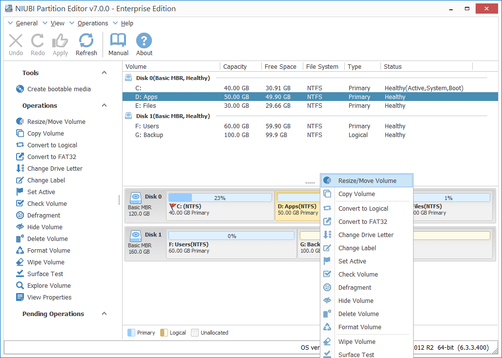 Immagine pubblicata in relazione al seguente contenuto: NIUBI Partition Editor 9.2.0 gestisce partizioni, volumi e file system dei drive | Nome immagine: news33961_NIUBI-Partition-Editor_Screenshot_1.png