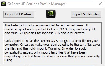 Immagine pubblicata in relazione al seguente contenuto: NVIDIA Setup Tools: GeForce 3D Settings Profile Manager 1.0.0.1 beta | Nome immagine: news34158_GeForce-3D-Settings-Profile-Manager_Screenshot_1.jpg