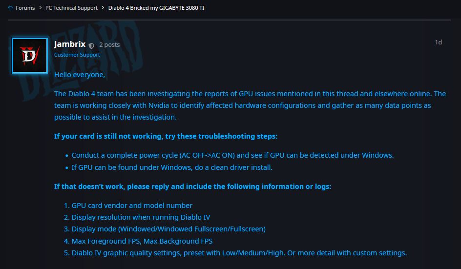 Immagine pubblicata in relazione al seguente contenuto: Blizzard e NVIDIA indagano sui guasti delle RTX 3090 Ti con la beta di Diablo IV | Nome immagine: news34300_Diablo-IV_GeForce-RTX-3090-Ti_3.jpg