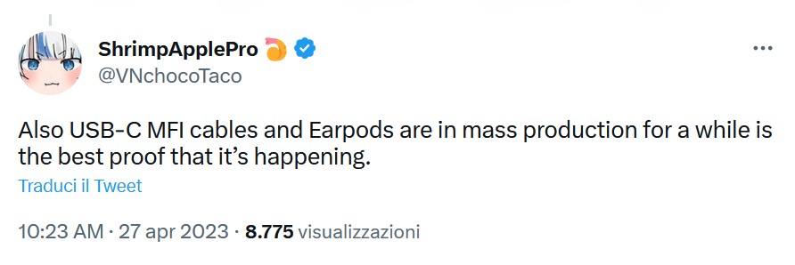 Media asset in full size related to 3dfxzone.it news item entitled as follows: Apple avrebbe gi avviato la produzione degli AirPods per il connettore USB-C | Image Name: news34415_Apple-USB-Type-C_1.jpg