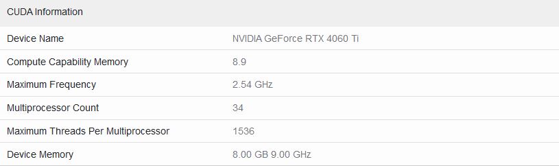 Immagine pubblicata in relazione al seguente contenuto: La GeForce RTX 4060 Ti 8GB testata con il benchmark Geekbench 5 | Nome immagine: news34486_Geekbench_GeForce-RTX-4060-Ti_2.jpg