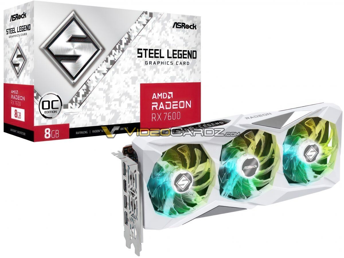 Immagine pubblicata in relazione al seguente contenuto: Foto della video card Radeon RX 7600 Steel Legend OC Edition di ASRock | Nome immagine: news34506_ASRock-Radeon-RX-7600-Steel-Legend-OC-Edition_1.jpg