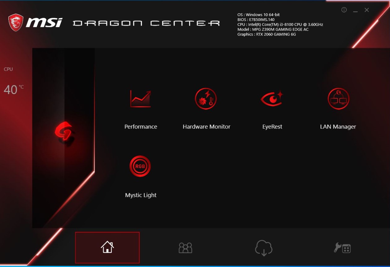 Immagine pubblicata in relazione al seguente contenuto: L'app Dragon Center 2.0.139.0 configura, monitora e ottimizza i sistemi MSI | Nome immagine: news35085_MSI-Dragon-Center_Screenshot_1.jpg