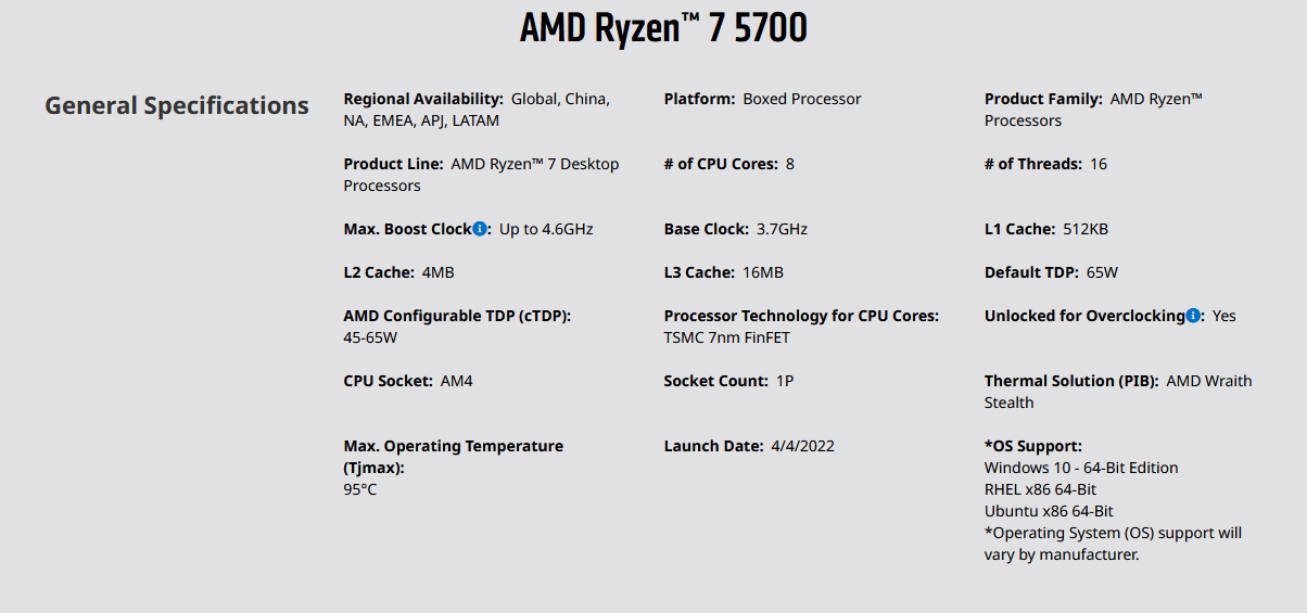 Immagine pubblicata in relazione al seguente contenuto: AMD introduce il processore per desktop AM4 a 7nm Zen 3 Ryzen 7 5700 | Nome immagine: news35142_AMD-RYZEN-7-5700_2.jpg