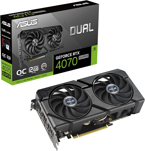 Immagine pubblicata in relazione al seguente contenuto: Foto della video card non reference GeForce RTX 4070 SUPER Dual OC di ASUS | Nome immagine: news35149_GeForce-RTX-4070-SUPER-Dual-OC_3.png