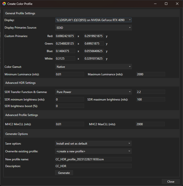 Immagine pubblicata in relazione al seguente contenuto: GPU & Monitor - Open Source Setup & Tuning Tools: ColorControl 9.8.0.0 | Nome immagine: news35158_ColorControl_CreateColor_Profile_1.png
