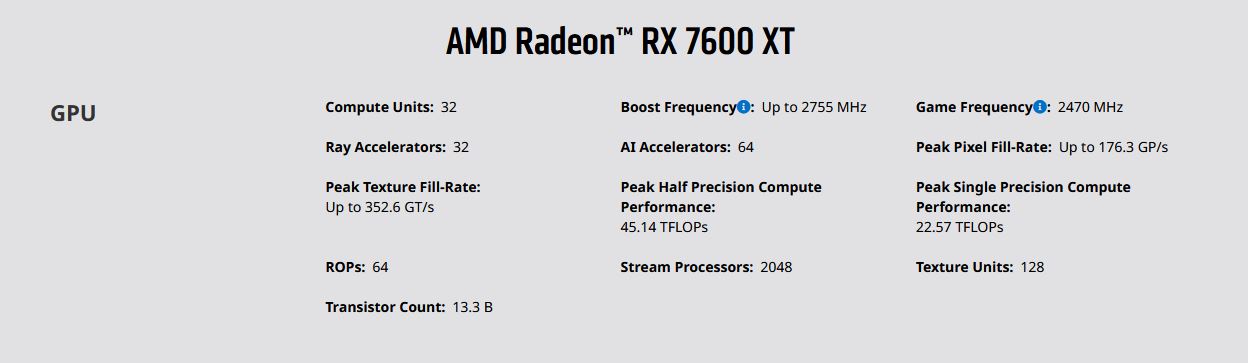 Immagine pubblicata in relazione al seguente contenuto: AMD fa tuning sulla Radeon RX 7600 e introduce la Radeon RX 7600 XT 16GB | Nome immagine: news35190_amd-radeon-rx-7600-xt_4.jpg