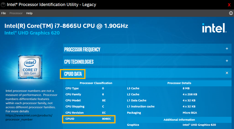 Immagine pubblicata in relazione al seguente contenuto: CPU Information Utilities: Intel Processor Identification Utility Legacy 6.10.34 | Nome immagine: news35233_Intel-Processor-Identification-Utility_Screenshot_1.png