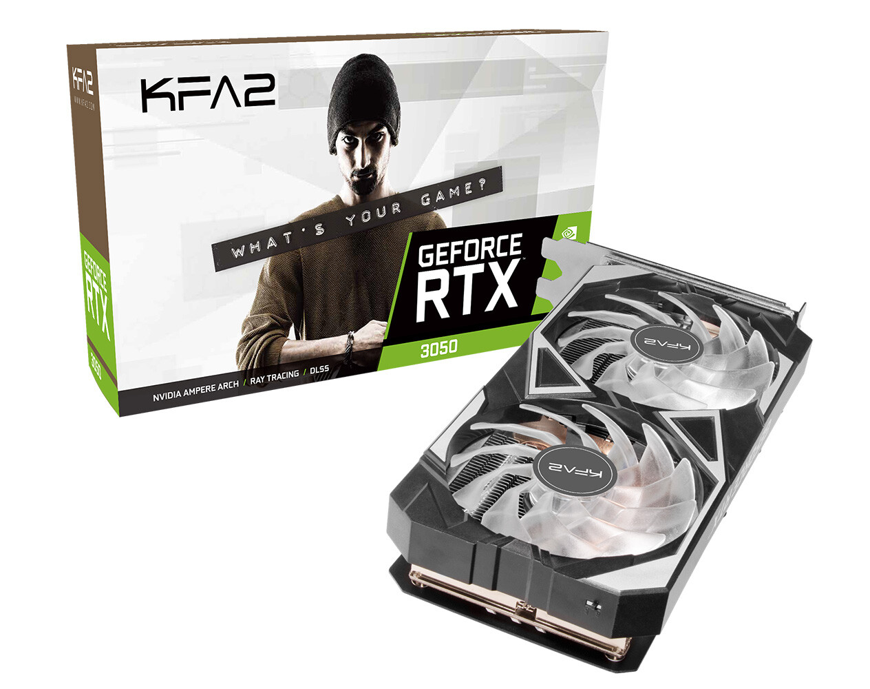 Media asset in full size related to 3dfxzone.it news item entitled as follows: KFA2 introduce la video card factory-overclocked GeForce RTX 3050 6GB EX | Image Name: news35329_KFA2-GeForce-RTX-3050-6GB-EX_3.jpg
