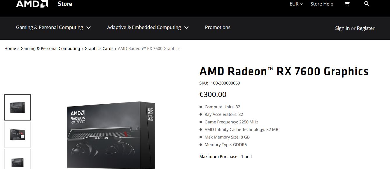 Immagine pubblicata in relazione al seguente contenuto: La video card AMD Radeon RX 7600 MBA finalmente disponibile nel mercato europeo | Nome immagine: news35448_AMD-Radeon-RX-7600-MBA_1.jpg