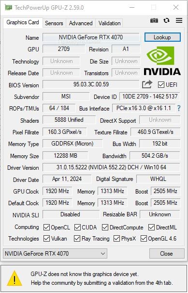 Immagine pubblicata in relazione al seguente contenuto: Le GeForce RTX 4070 con GPU AD103 esistono e la conferma arriva da GPU-Z | Nome immagine: news35545_GPU-Z_AD103_RTX-4070_1.jpg