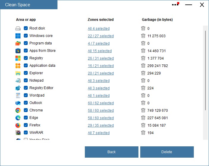 Immagine pubblicata in relazione al seguente contenuto: Clean Space 709 libera spazio nei drive SSD e HDD, e protegge la privacy | Nome immagine: news36646_Clean-Space-Screenshot_1.jpg