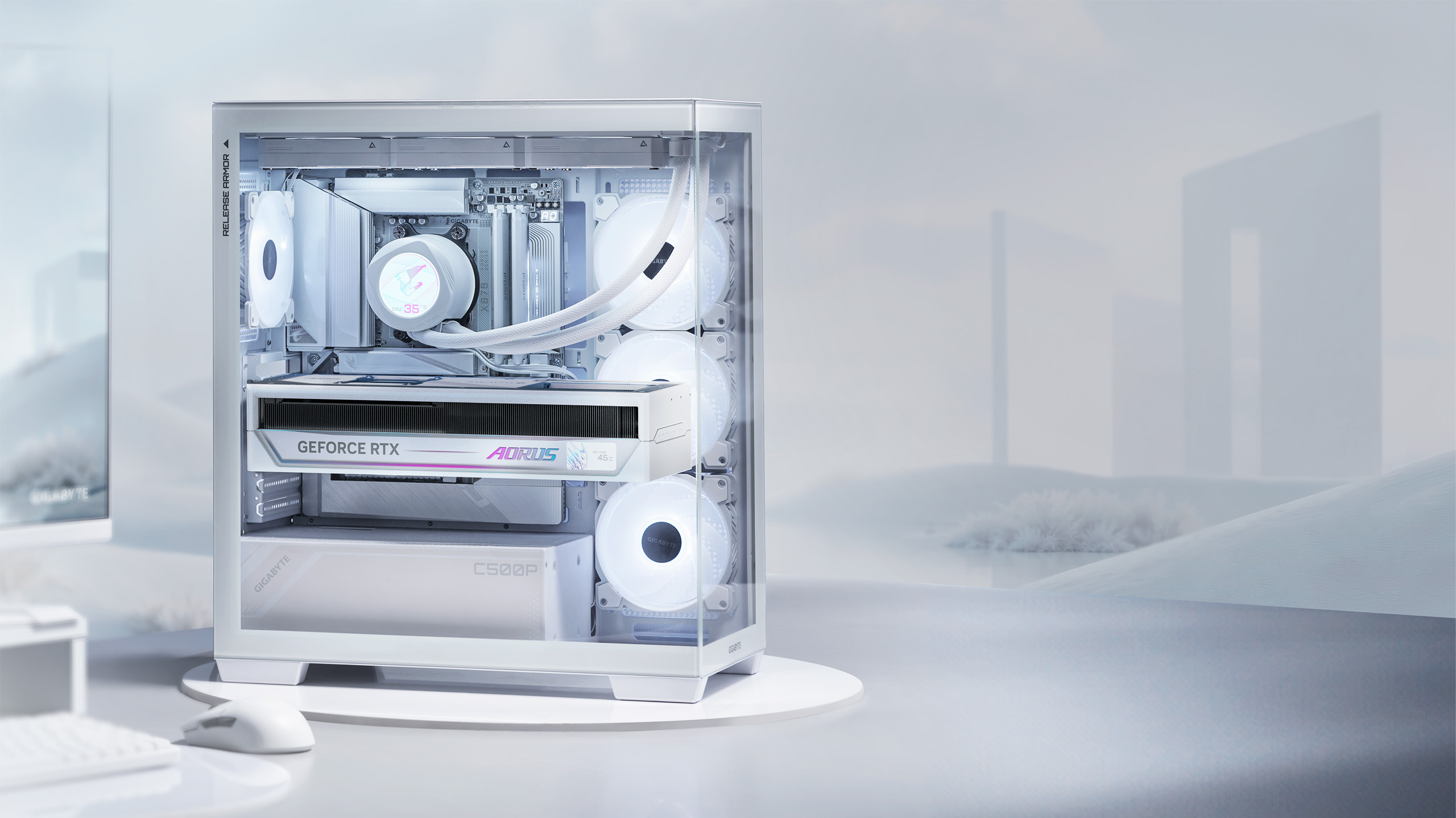 Risorsa grafica - foto, screenshot o immagine in genere - relativa ai contenuti pubblicati da nvidiazone.it | Nome immagine: news367392_GIGABYTE_AORUS-GeForce-RTX-5090-STEALTH-ICE-32G_4.jpg