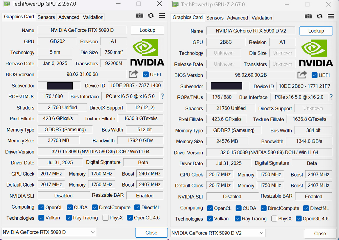 Immagine pubblicata in relazione al seguente contenuto: NVIDIA sostituisce la GeForce RTX 5090 D con la versione v2: cosa cambia? | Nome immagine: news36904_GeForce-RTX-5090-D-v2_2.jpg